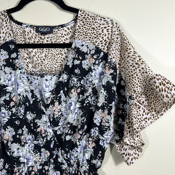 GiGiO Ruffle Sleeves Fall Design V-Neck Floral Summer Spring Dress Women's Sz S - Picture 2 of 8
